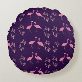 Rosa Flamingo Birds Rundes Kissen