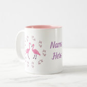 Rosa Flamingo Birds Zweifarbige Tasse (Vorderseite Links)