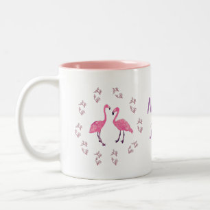 Rosa Flamingo Birds Zweifarbige Tasse