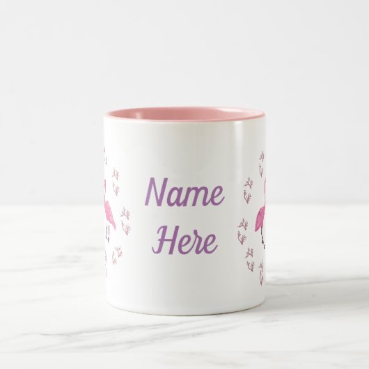 Rosa Flamingo Birds Zweifarbige Tasse (Mittel)