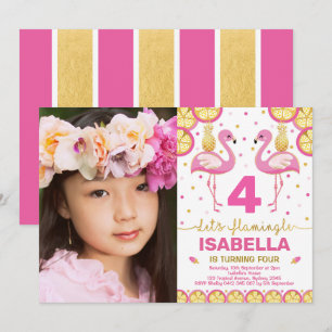 Rosa Flamingo Birthday Tropical Pool Party Einladung