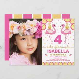 Rosa Flamingo Birthday Tropical Pool Party Einladung