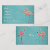 Rosa Flamingo-Blau-Visitenkarte Visitenkarte (Vorne/Hinten)