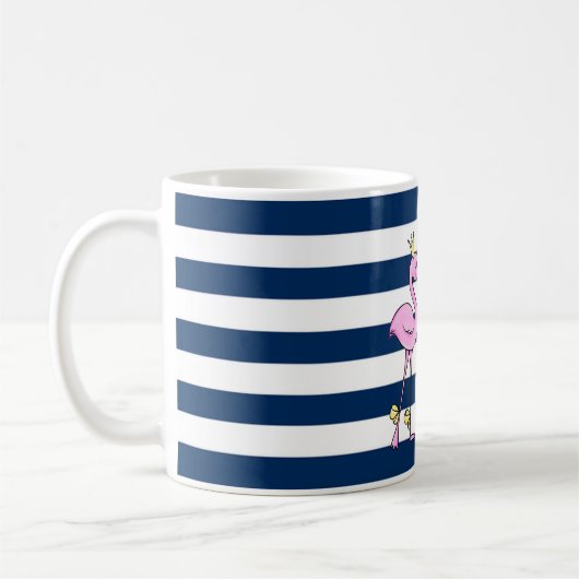 Rosa Flamingo, blaue Streifen, kleine Prinzessin Kaffeetasse (Links)