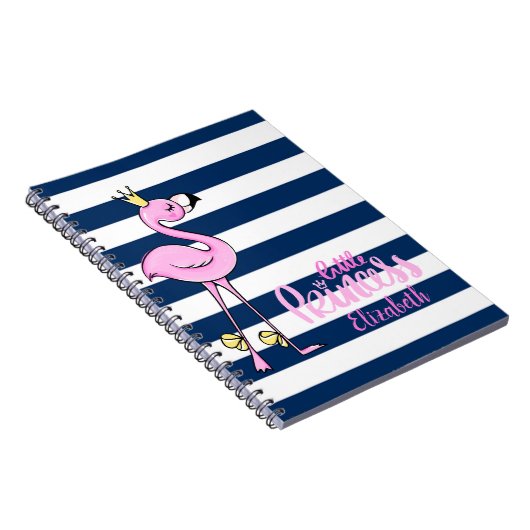 Rosa Flamingo, blaue Streifen, kleine Prinzessin Notizblock (Rechte Seite)