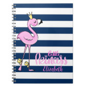 Rosa Flamingo, blaue Streifen, kleine Prinzessin Notizblock (Vorderseite)