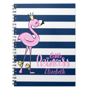 Rosa Flamingo, blaue Streifen, kleine Prinzessin Notizblock