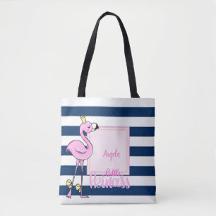 Rosa Flamingo, blaue Streifen, kleine Prinzessin Tasche