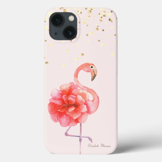 Rosa Flamingo-Blume, Goldfetti Case-Mate iPhone Hülle (Rückseite)
