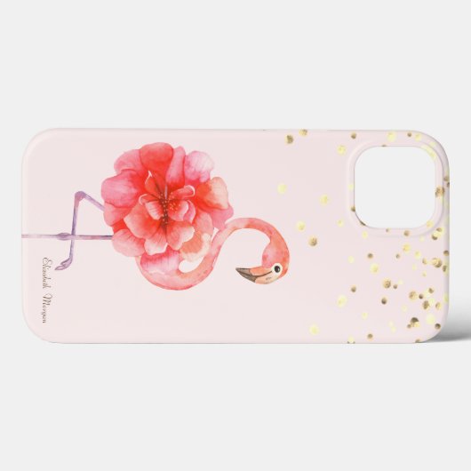 Rosa Flamingo-Blume, Goldfetti Case-Mate iPhone Hülle (Rückseite (Horizontal))