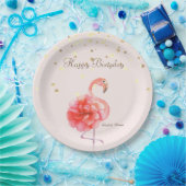 Rosa Flamingo-Blume, Goldfetti Pappteller (Party)