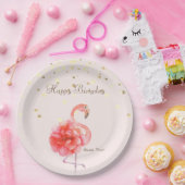 Rosa Flamingo-Blume, Goldfetti Pappteller (Party)