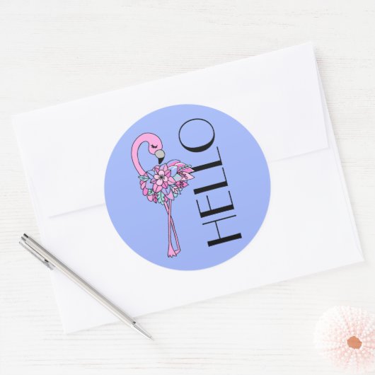 Rosa Flamingo-Blume Sticker (Umschlag)