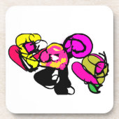 Rosa Flamingo Blume und Freude Getränkeuntersetzer (Vorderseite)