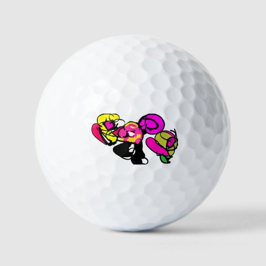 Rosa Flamingo Blume und Freude Golfball (Vorderseite)