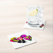 Rosa Flamingo Blume und Freude Rechteckiger Pappuntersetzer (Vor Ort)