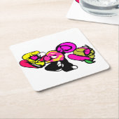 Rosa Flamingo Blume und Freude Rechteckiger Pappuntersetzer (angewinkelt)