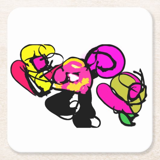 Rosa Flamingo Blume und Freude Rechteckiger Pappuntersetzer (Vorderseite)