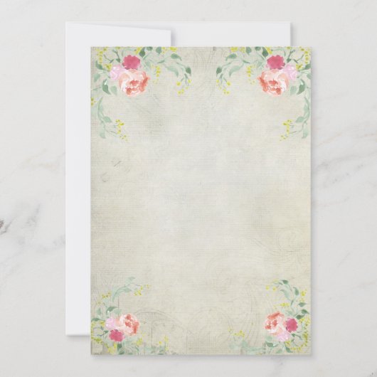 Rosa Flamingo Blumen Moderne Hochzeit Einladung (Rückseite)