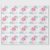 Rosa Flamingo Blumendesign Geschenkpapier (Flach)