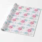 Rosa Flamingo Blumendesign Geschenkpapier (Ungerollt)