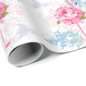 Rosa Flamingo Blumendesign Geschenkpapier (Rolleneckpunkt)