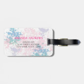 Rosa Flamingo Blumendesign Personalisiert Gepäckanhänger (Rückseite horizontal)