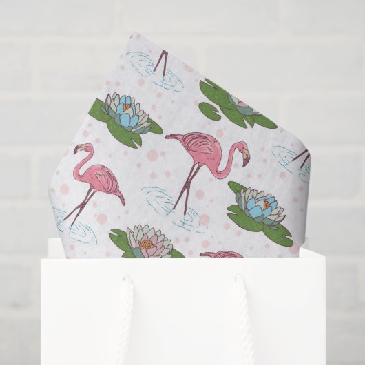 rosa Flamingo Blumenmuster Seidenpapier (Geschenk Tasche)
