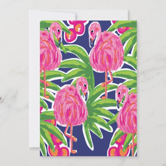 Rosa Flamingo Bridal Dusche Einladung (Rückseite)