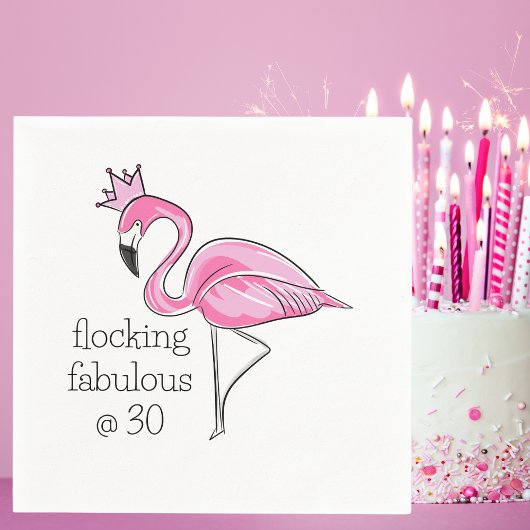 Rosa Flamingo Crown Flocking Fabulous bei 30 Serviette