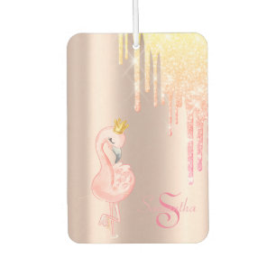 Rosa Flamingo Crown, Rose Gold, Glitzer Tropfen Autolufterfrischer