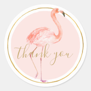 Rosa Flamingo danken Ihnen Runder Aufkleber
