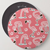Rosa Flamingo, der Musterknopf wiederholt Button (Vorne & Hinten)