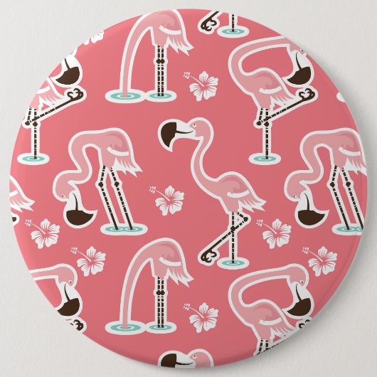 Rosa Flamingo, der Musterknopf wiederholt Button (Vorderseite)