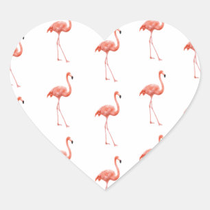 Rosa Flamingo-einfaches Muster Herz-Aufkleber