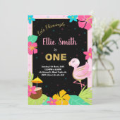 Rosa Flamingo Einladung zum Geburtstag (Stehend Vorderseite)