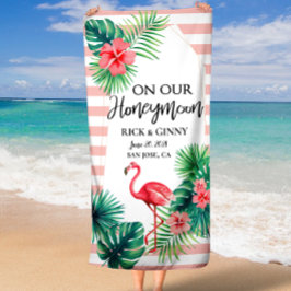 Rosa Flamingo Elegant Personalisiert Strandtuch