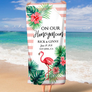 Rosa Flamingo Elegant Personalisiert Strandtuch