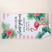 Rosa Flamingo Elegant Personalisiert Strandtuch (Vorderseite)