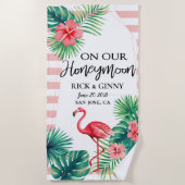 Rosa Flamingo Elegant Personalisiert Strandtuch (Vorderseite)