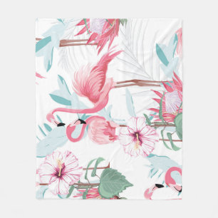 Rosa Flamingo: Exotische Blume Nahtlos. Fleecedecke
