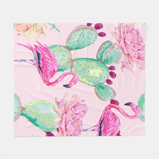 Rosa Flamingo, exotische Vögel, sanfte Blume, Rose Fleecedecke (Vorderseite (Horizontal))