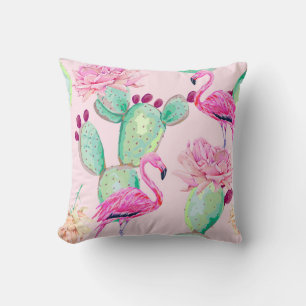 Rosa Flamingo, exotische Vögel, sanfte Blume, Rose Kissen