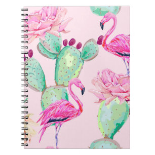 Rosa Flamingo, exotische Vögel, sanfte Blume, Rose Notizblock