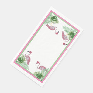 Rosa Flamingo Flamingos Monstera Palme  Serviette
