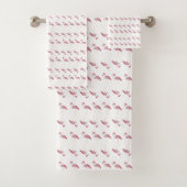 Rosa Flamingo Flamingos Streifen Tableclout Badhandtuch Set (Insitu)