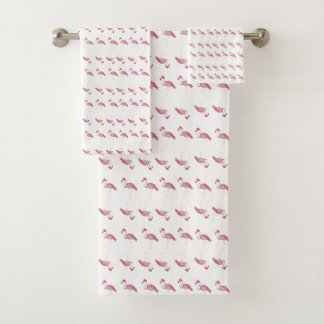 Rosa Flamingo Flamingos Streifen Tableclout Badhandtuch Set