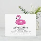 Rosa Flamingo Float Geburtstagspool Party Einladung (Stehend Vorderseite)