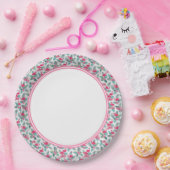 Rosa Flamingo-Flockenblende Pappteller (Party)