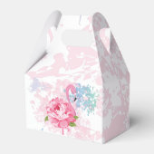 Rosa Flamingo Floral Monogram Geschenkschachtel (Rückseite)